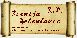 Ksenija Malenković vizit kartica